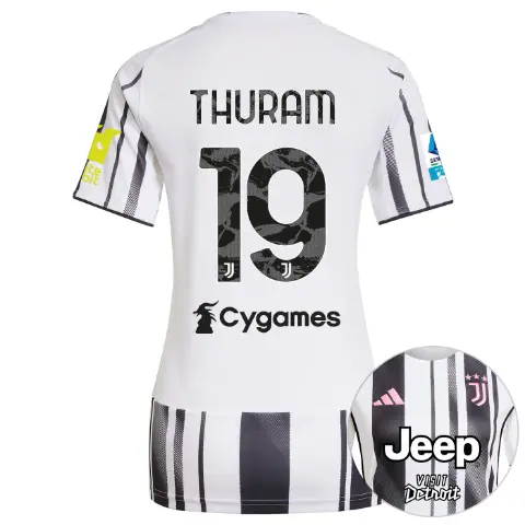 FC Juventus Turin Shop – Buy juventus home jersey 202526 – women – serie a pack – 2526 – sleeve sponsor whitebit – 19 – thuram Jerseys & Accessories Online