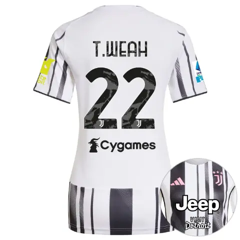 FC Juventus Turin Shop – Buy juventus home jersey 202526 – women – serie a pack – 2526 – sleeve sponsor whitebit – 22 – t.weah Jerseys & Accessories Online