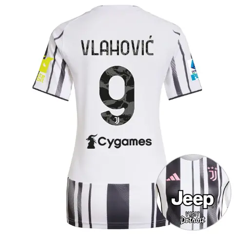 FC Juventus Turin Shop – Buy juventus home jersey 202526 – women – serie a pack – 2526 – sleeve sponsor whitebit – 9 – vlahoviĆ Jerseys & Accessories Online
