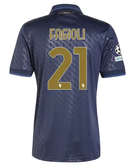 FC Juventus Turin Shop – Buy juventus third jersey 202425 – 21 – fagioli – champions league pack Jerseys & Accessories Online